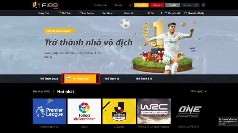 Chiến thắng với sảnh Thể thao CMD tại Fi88 dành cho bet thủ 3 Cách tham gia cá cược ở sảnh CMD thể thao tại Fi88